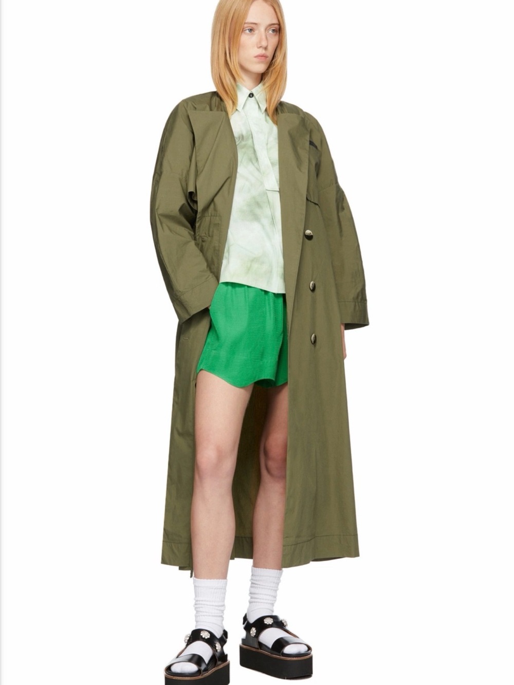 GANNI Green Ripstop Drawstring Shorts - Picture 3 of 8